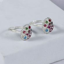 Meera Multistone Silver Toe Rings
