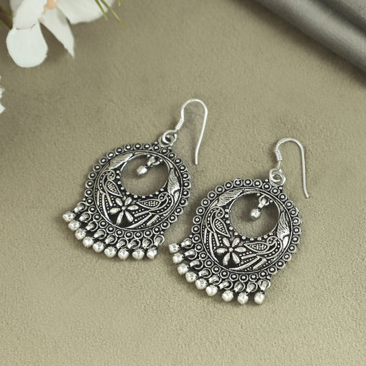 Alvira Peacock Design Silver Earrings