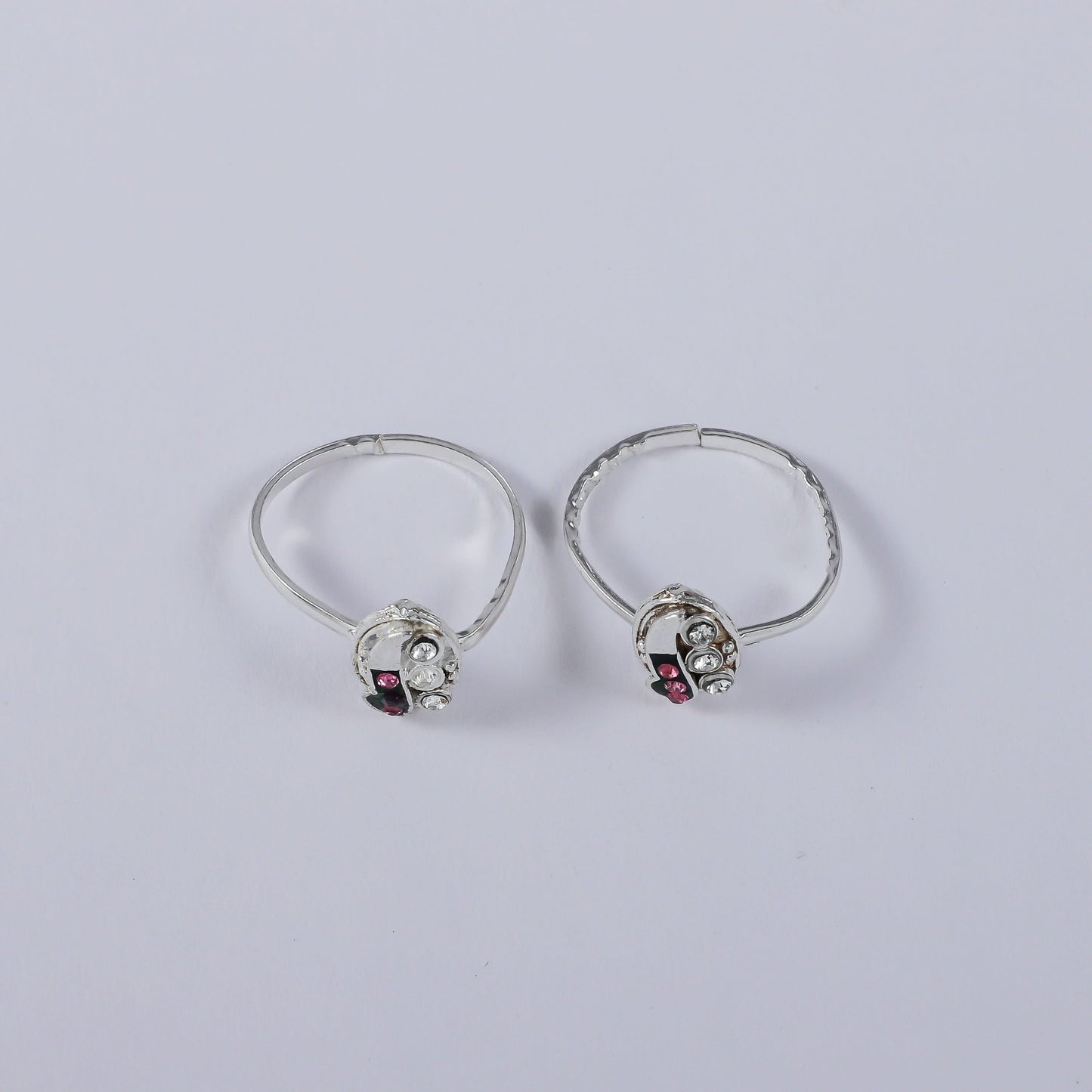 Adhya Chic Dual Stone Silver Toe Rings