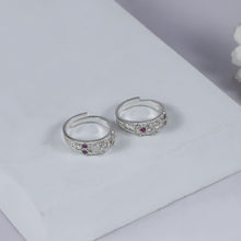 Anika Band Style Crystal Silver Toe Rings