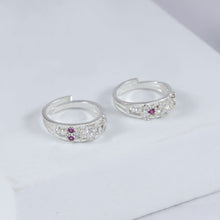 Anika Band Style Crystal Silver Toe Rings