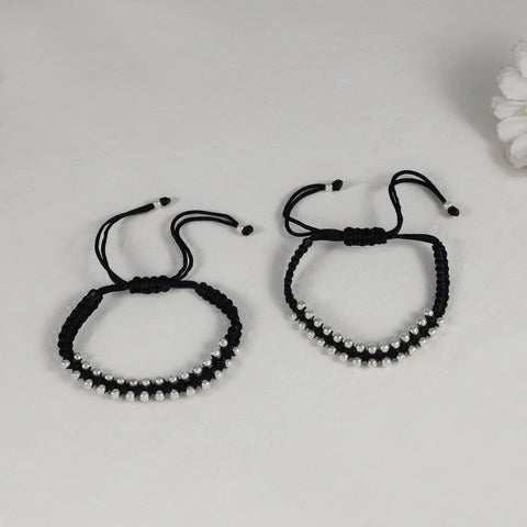 Black Thread Silver Bead Nazariya For Kids