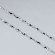 Reena Chic Green Stone Silver Anklets