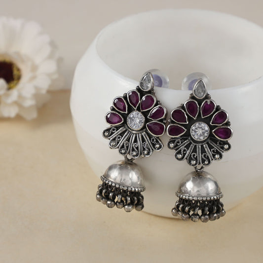 Enchanting  Floral Silver Earrings