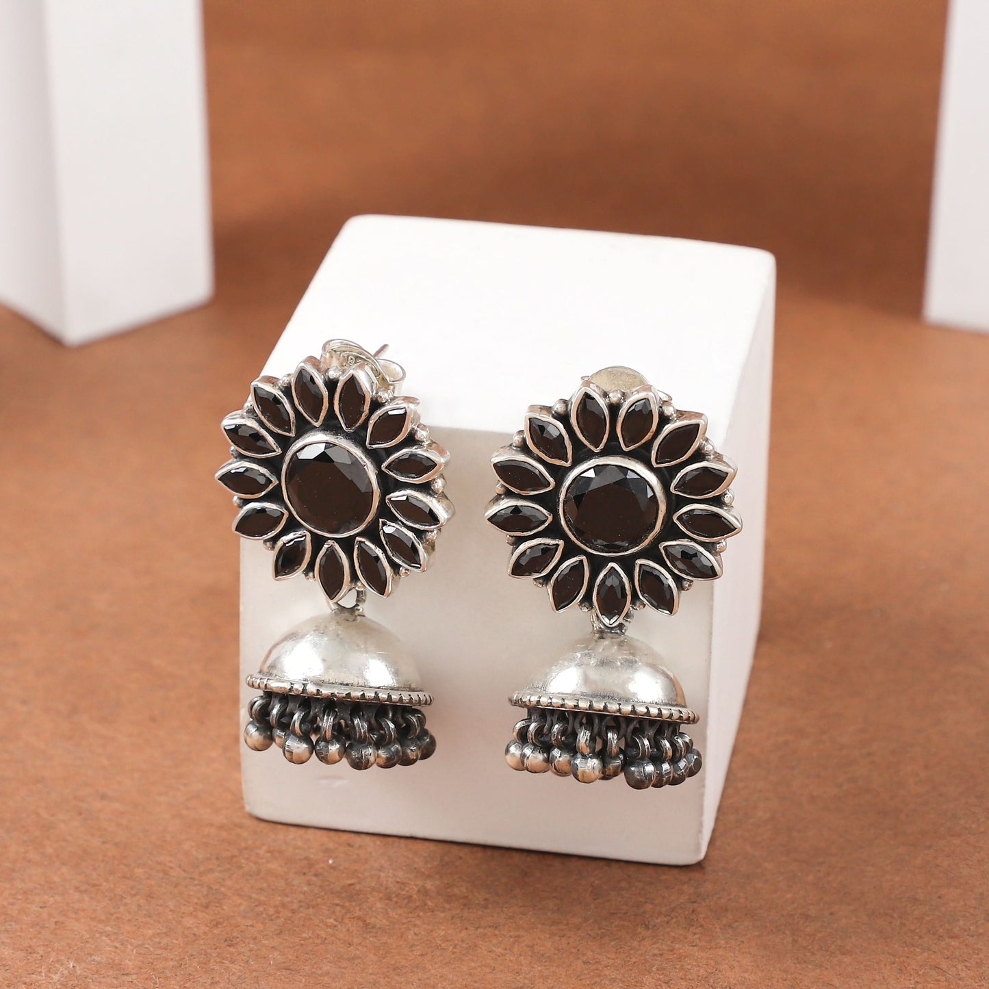Svayu  Floral Silver Earrings