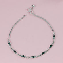 Reena Chic Green Stone Silver Anklets