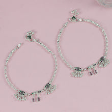 Ruhani Drop Charm Silver Anklets