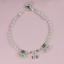 Ruhani Drop Charm Silver Anklets