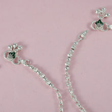 Ruhani Drop Charm Silver Anklets