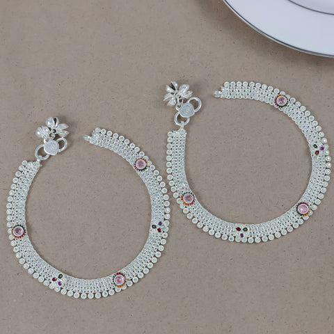 Tanvi Soft Glow Silver Anklets