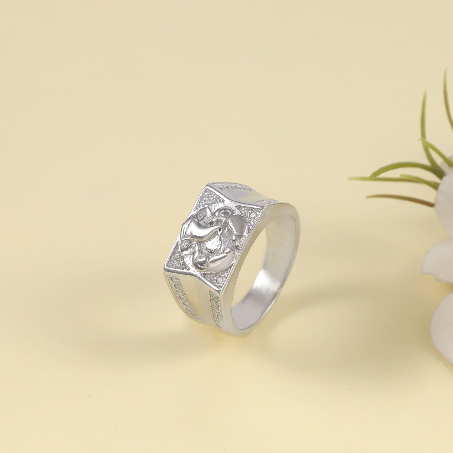 Fancy Cz Design Silver Ring For Him