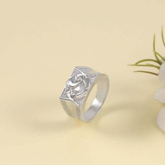 Fancy Cz Design Silver Ring For Him