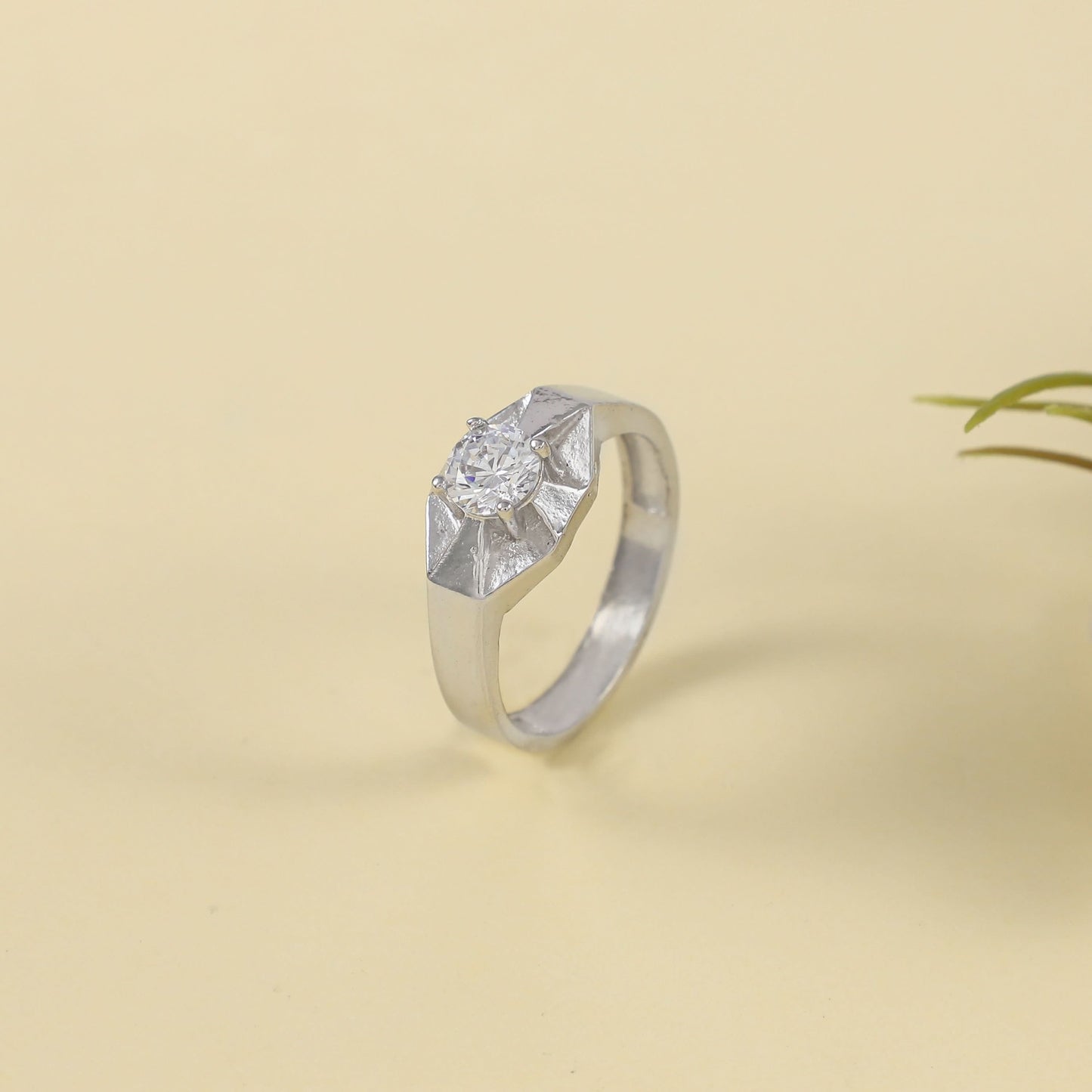 Classical Cz Silver Ring For Him