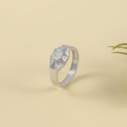 Classical Cz Silver Ring For Him