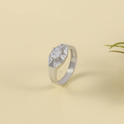 Classical Cz Silver Ring For Him