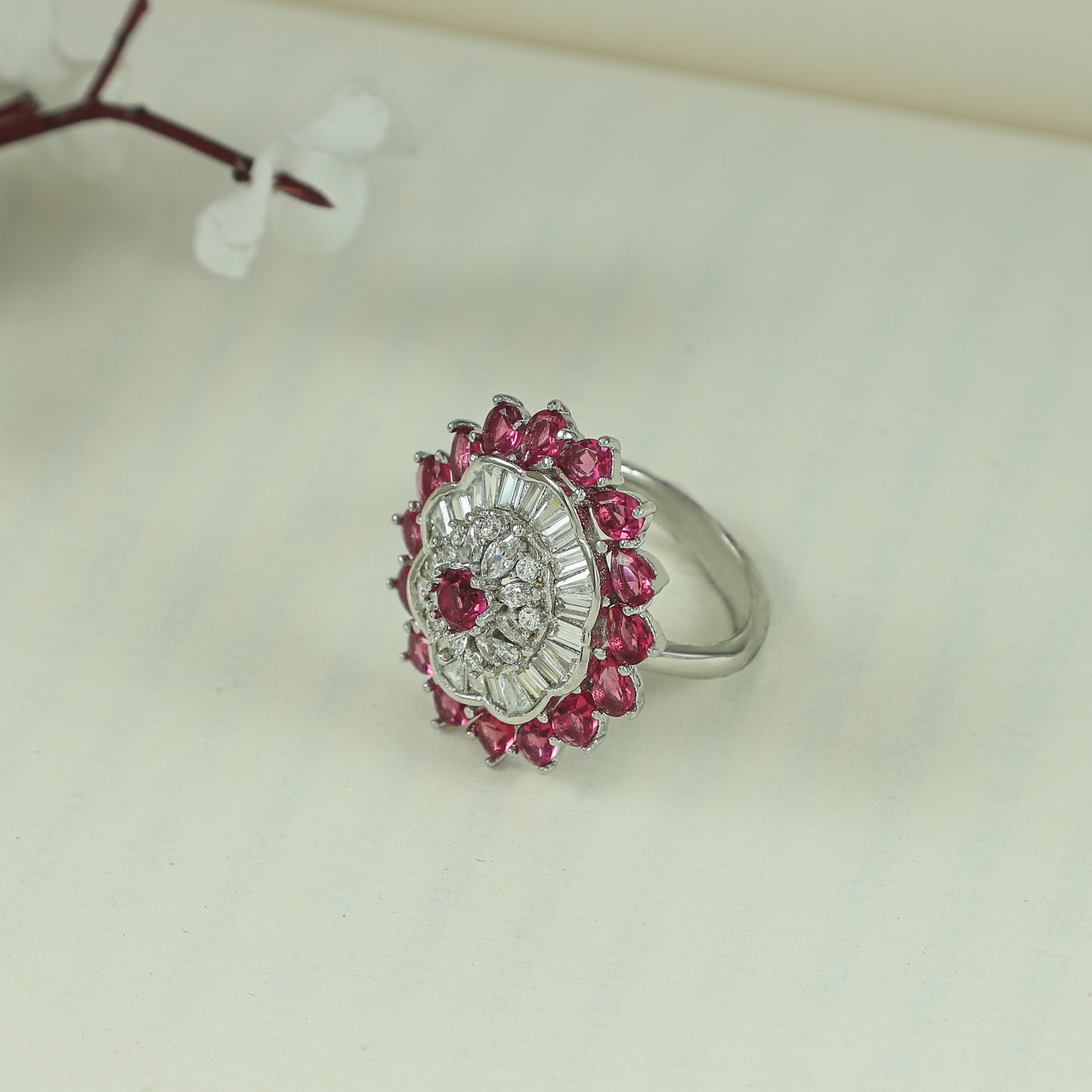 Timeless Pink Stone Silver Ring