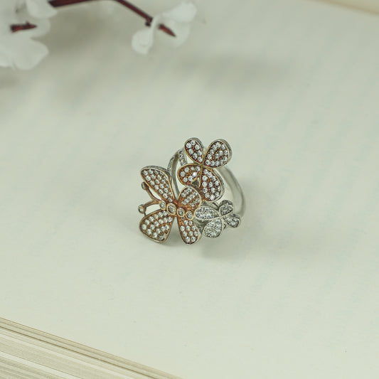 Miaak Beauty Butterfly Silver CZ Ring