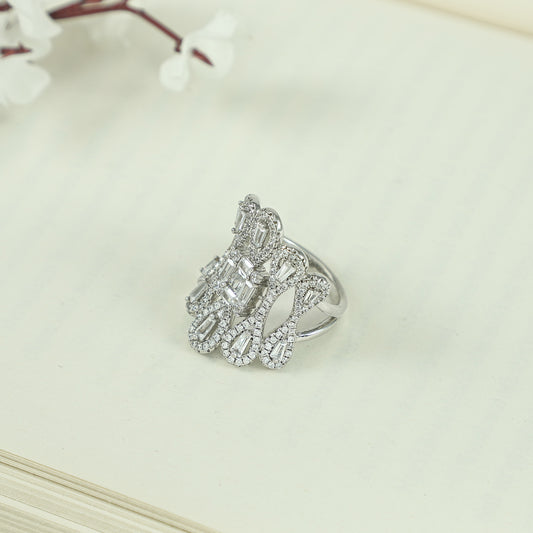 Glamorous Silver CZ Ring