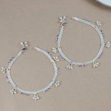 Ananya Stylish Colorful Silver Anklets