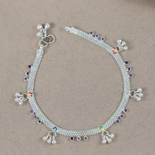 Ananya Stylish Colorful Silver Anklets