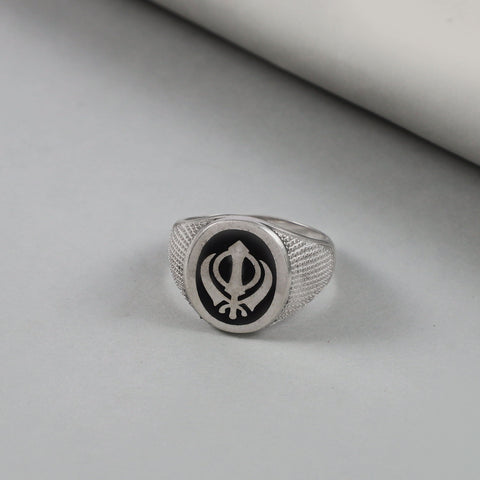 Khanda Silver Ring For Him