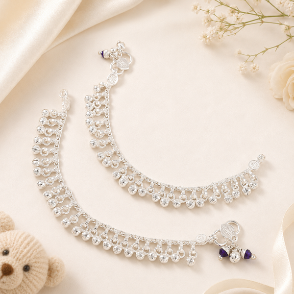 Eshani Silver Anklets For Kids