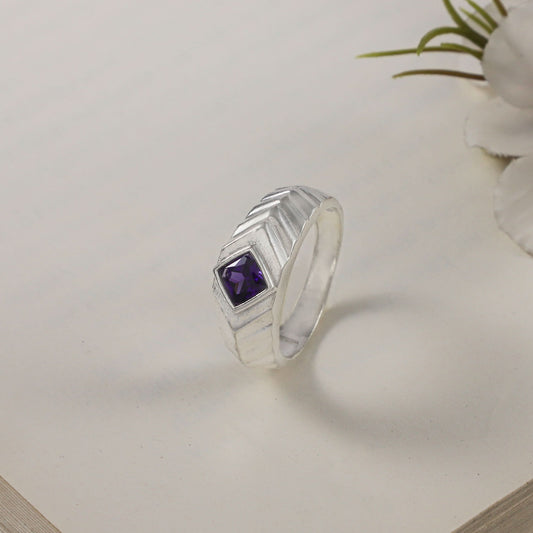 Blue Stone Designe Silver Ring For Him
