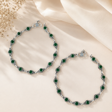 Zivaya Green Halo Silver Anklets