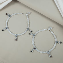 Alina Ethnic Meenakari Silver Anklets