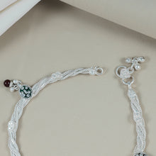 Alina Ethnic Meenakari Silver Anklets