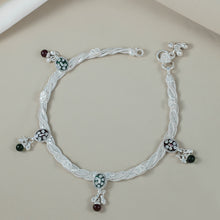 Alina Ethnic Meenakari Silver Anklets