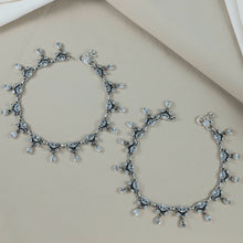 Diya Sitara Drop Silver Anklets