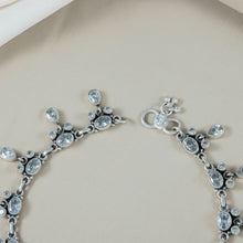 Diya Sitara Drop Silver Anklets