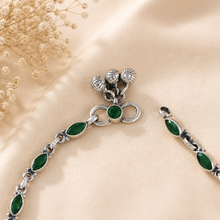 Myra Green Enamel Chain Silver Anklets