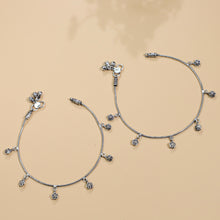 Diya Rose Drop Silver Anklets