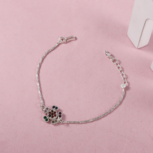 Fancy Floral Silver Rakhi