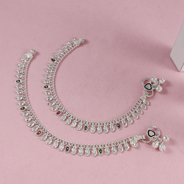 Saanvi Silver Anklets For Kids