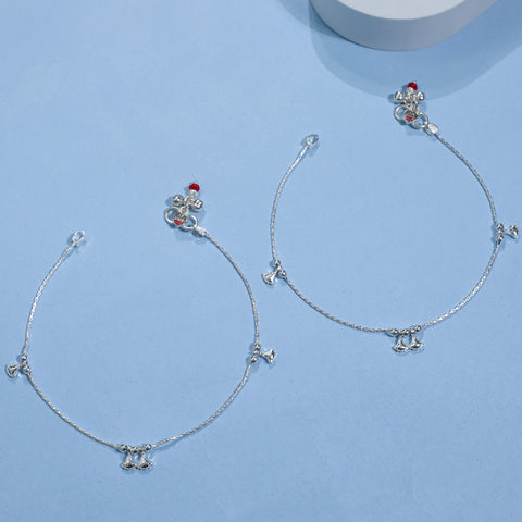 Ira Lightweight Silver Charm Anklets