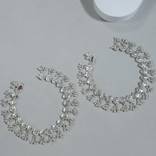 Floral Cutwork Silver Anklets