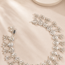 Floral Cutwork Silver Anklets
