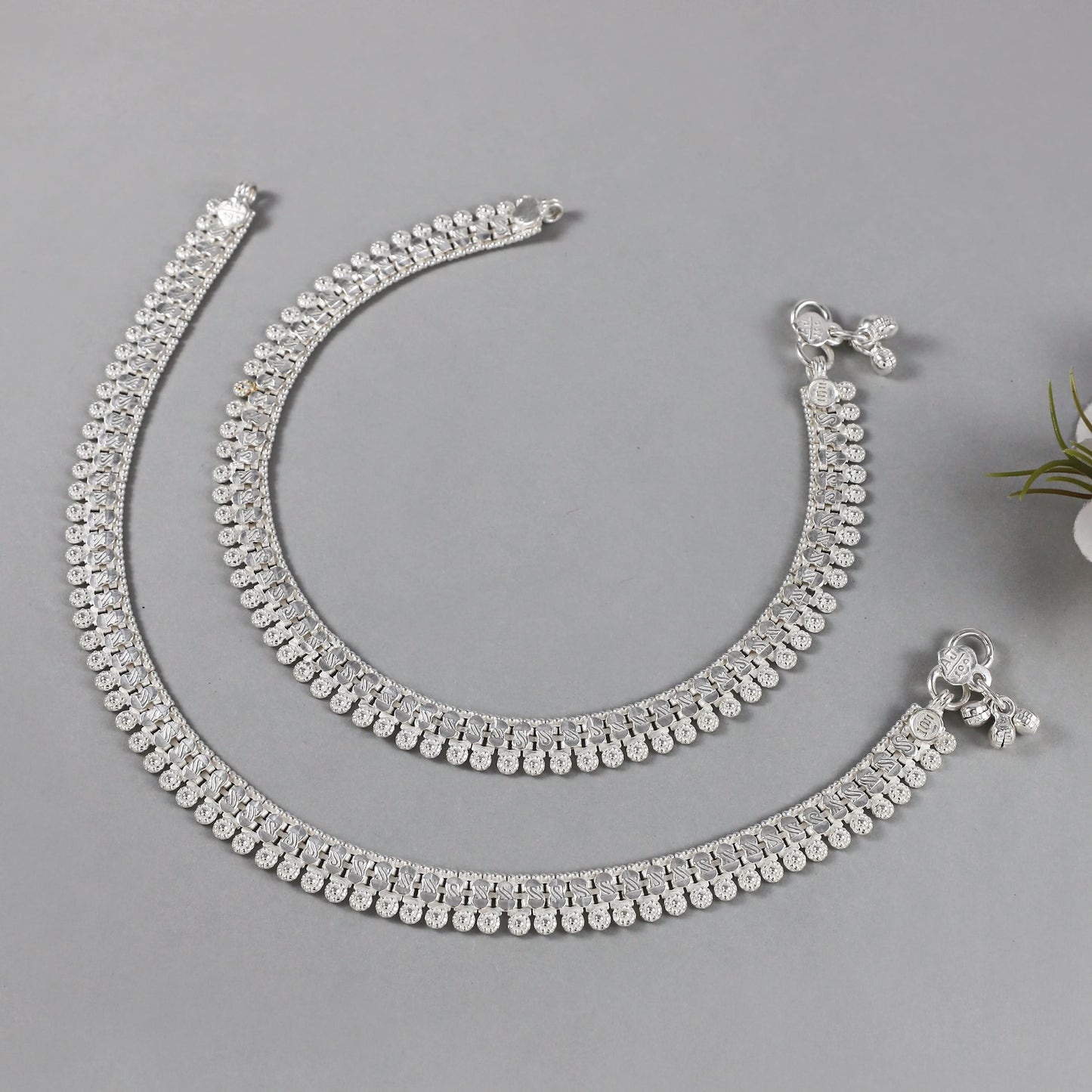Charu Silver Anklets