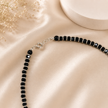 Sara Black Green Beaded Silver Anklets