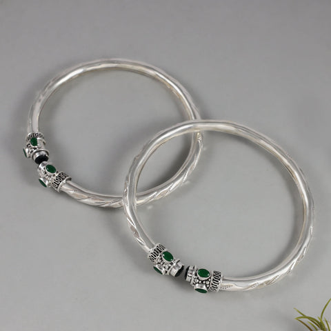 Elegant, Tribal Charm Silver Kada Anklets