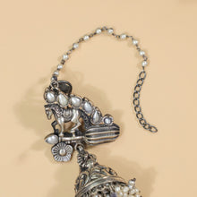 Suhani Horse Design Pearl Chain Silver Jhumki