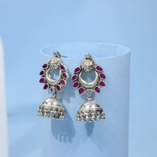 Ishani Antique  Ruby Drop Silver Jhumki