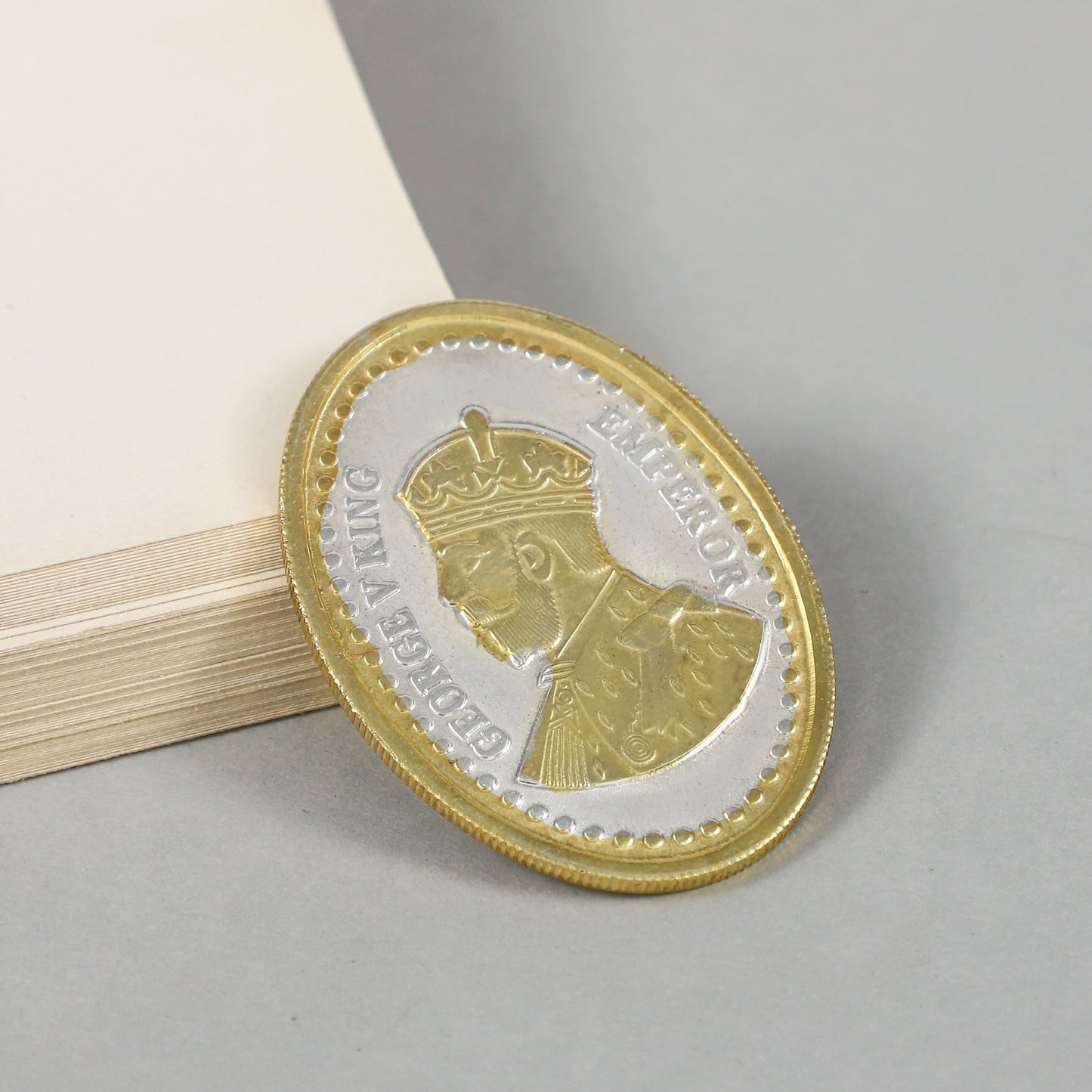 Rajat Raja Coin-Elegant gold-polished silver coin featuring King George