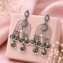Aarohi Pearl Cascade  Silver Earrings