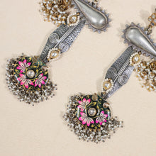 Gauri Floral Pearl Enamel Silver Earrings