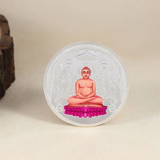Shri Mahavir Swarna Shanti Coin-Divine Jain silver coin  Mahavir  keepsake .