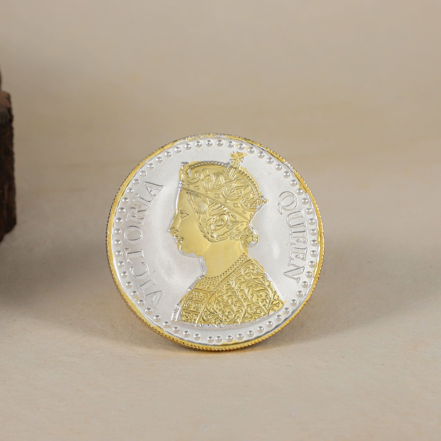 Rajsi Smriti Coin- Queen Victoria silver coin, gold polished
